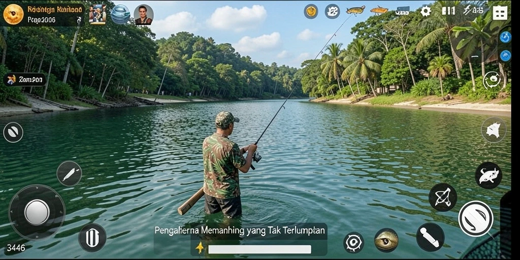 Tampilan menarik dari gameplay memancing di 3446.