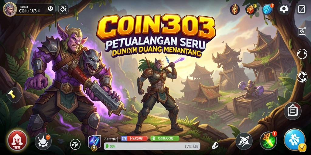 Screenshot gameplay COIN303 menampilkan karakter menjelajahi dunia petualangan.