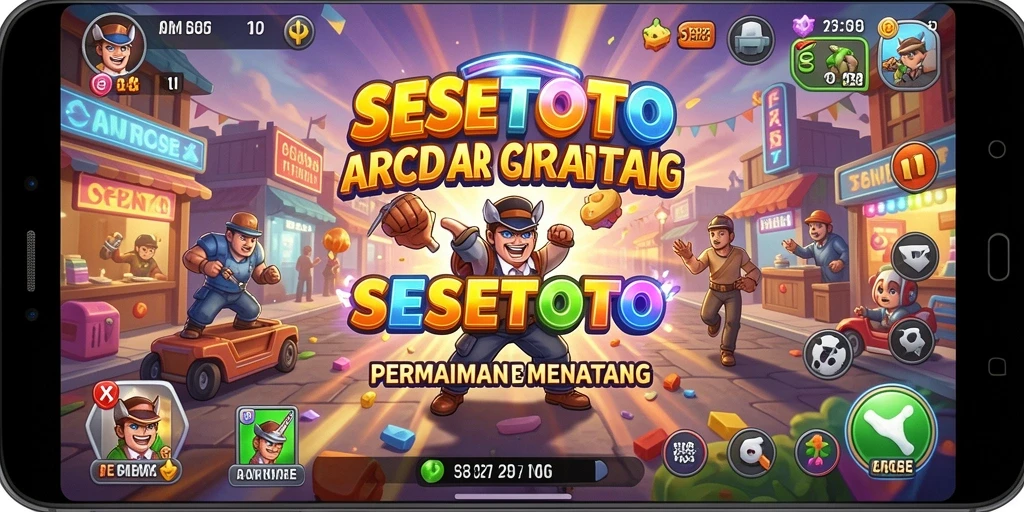 Screenshot SESETOTO menunjukkan gameplay Arcade yang penuh aksi.